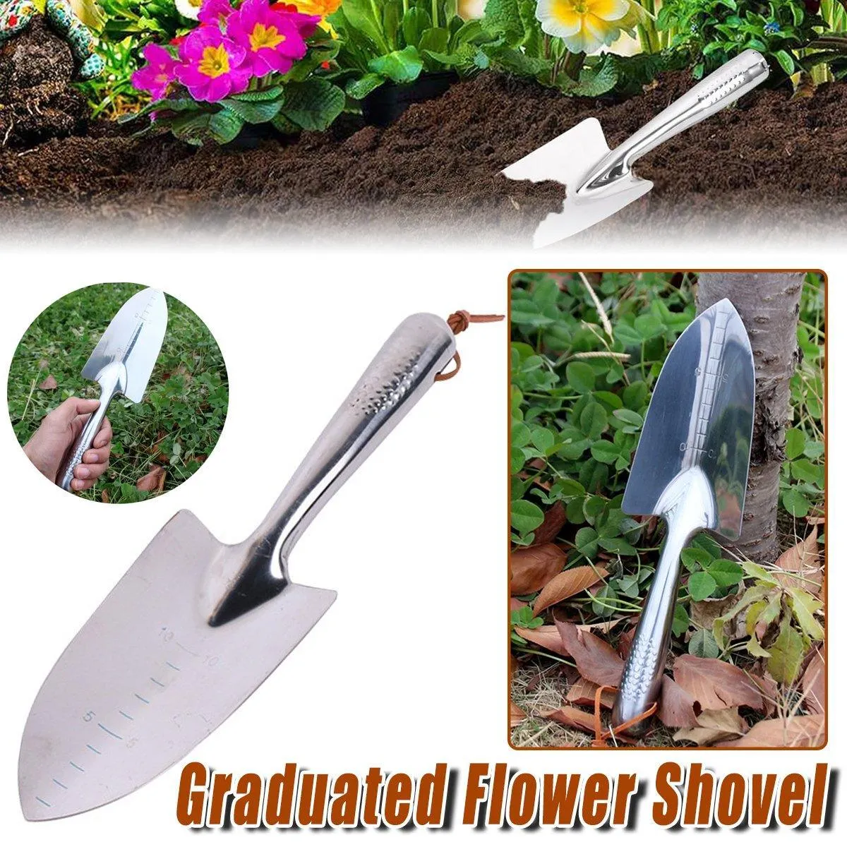 Stainless Steel Scale Spade Gardening Shovel Small Gardens Succulents Plant Tool
