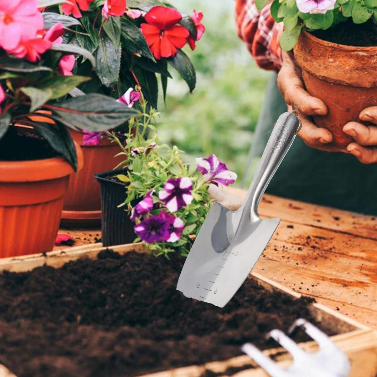 Stainless Steel Scale Spade Gardening Shovel Small Gardens Succulents Plant Tool