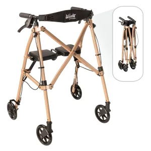 Stander Wonder Rollator, Lightweight Folding Space Saver Mobility Rolling Walker for Seniors and Adults, 6-inch Wheels, Locking Brakes, and Padded Seat with Backrest, Desert Sand