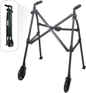 Stander Wonder Walker, Lightweight Foldable Space Saver Rolling Walker for Adults, Seniors, and Elderly, Compact Travel Walker with 6-inch Wheels and Ski Glides for Mobility Support, Matte Black