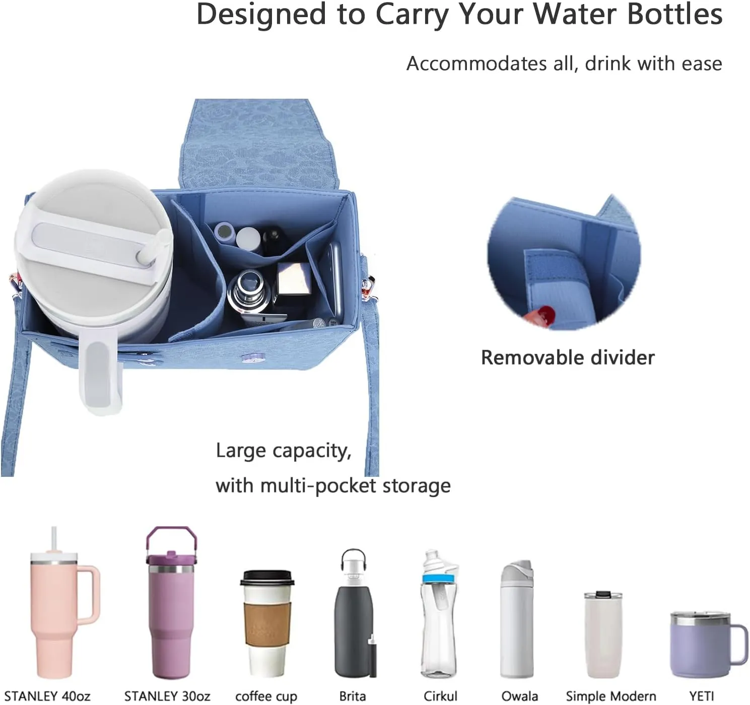 Stanley Bag Stanley Cup Purse Stanley Cup Holder Outdoor Crossbody Water Bottle Bag with Strap, for Stanley Cup