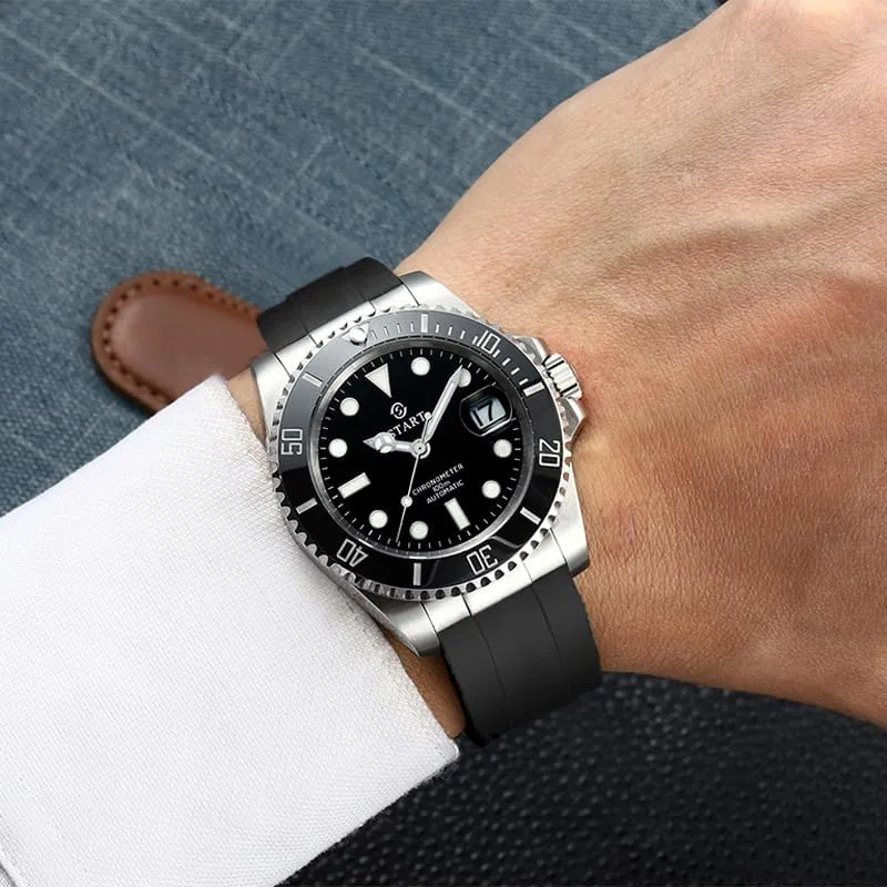 【Start】 Men's Watch Diving Watch Luminous Waterproof Automatic Mechanical Watch Calendar Function Sports Men's Watch