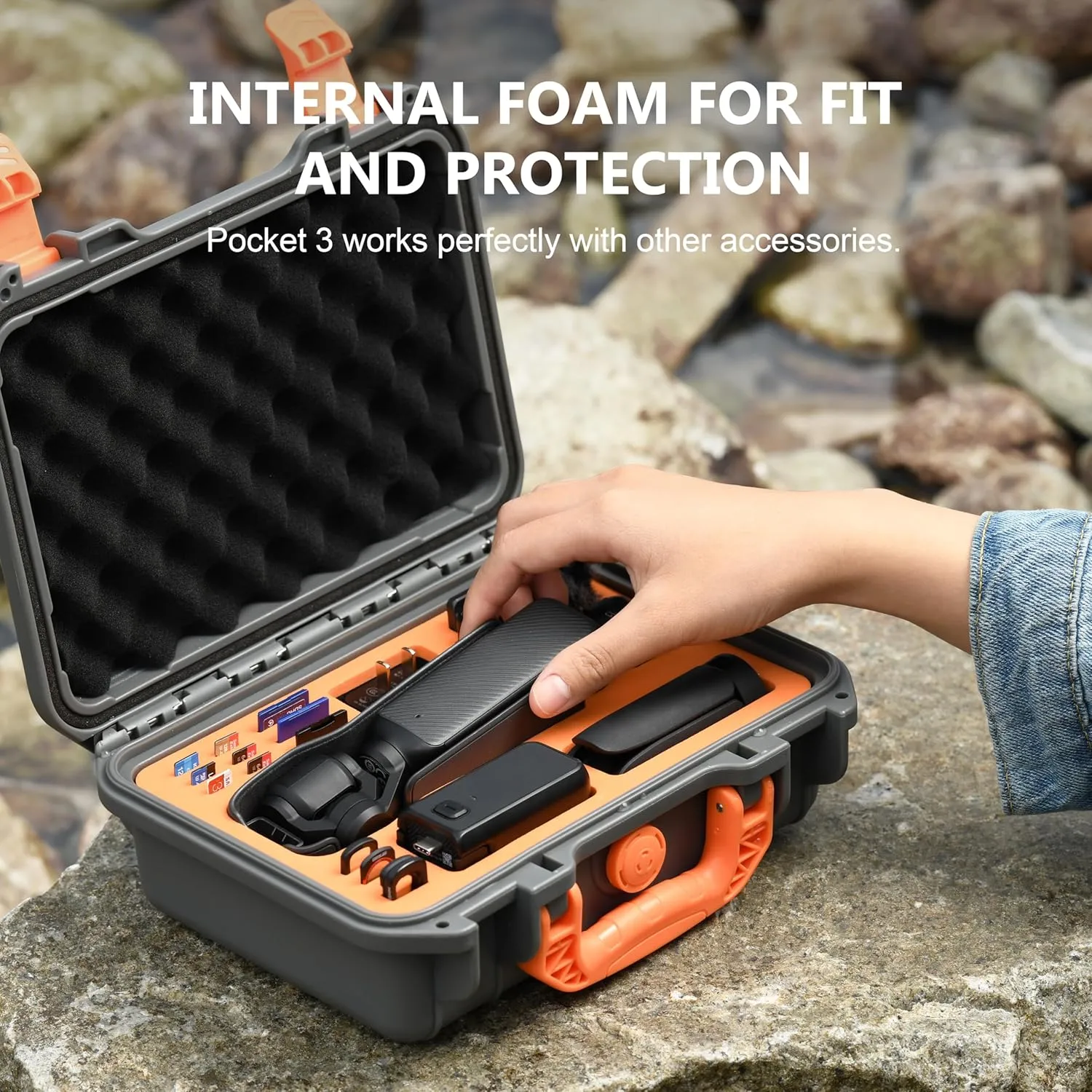 STARTRC OSMO Pocket 3 Hard Case, Multifunctional Portable Waterproof Hard Case for DJI Pocket 3 Creator Combo Camera Accessories