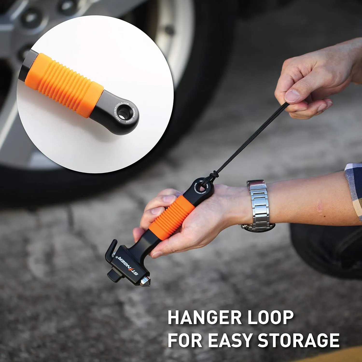 Stinger Super Duty Car Emergency Escape Tool, Hardened Carbon Steel Vehicle Safety Hammer, Spring Loaded Window Breaker, Razor Sharp Seat Belt Cutter, Life-Saving Rescue Tool (Combo 2 pcs Orange)