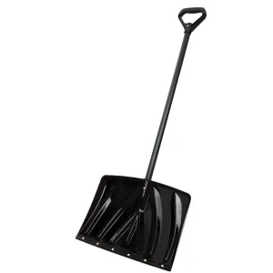 Suncast 18-Inch Snow Shovel and Pusher Combo with Durable Galvanized Steel Wear Strip and Ergonomic D-Grip Handle, Ideal for Driveways, Walkways, and Sidewalks, Green