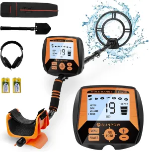 SUNPOW Metal Detector for Adults, Professional Waterproof High Accuracy Metal Detector, 10'' Detection Depth, Pinpoint & Disc & Notch & All Metal & Volume Modes, Strong Anti-Interference-GC-1083