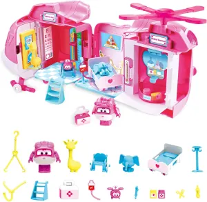 Super Wings Doctor Kit Toys, Dizzy Rescue Helicopter Doctors Play Set Toddler Toys, 2 in 1 Transformable Toys & Pretend Doctor Playset Toy, Doctor Kit for Toddlers Kids Ages 3 4 5 6 7 8 9