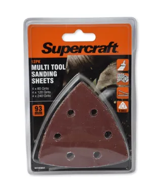 Supercraft Sanding Sheet Multi Tool 93mm Assorted Grit 12Pk