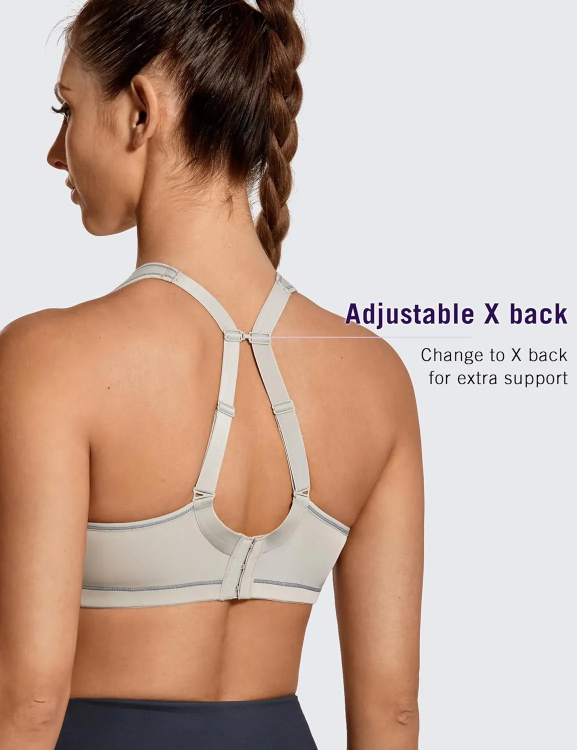 SYROKAN High Impact Sports Bras for Women Support Underwire Cross Back Large Bust Cool Comfort Molded Cup