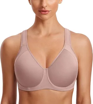 SYROKAN High Impact Sports Bras for Women Support Underwire Cross Back Large Bust Cool Comfort Molded Cup