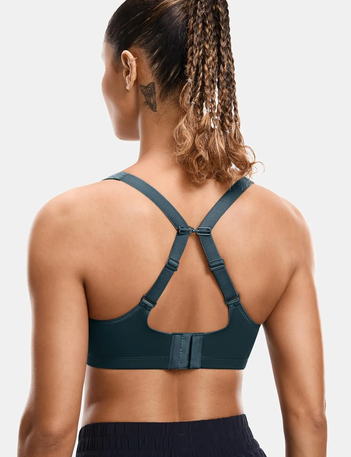 SYROKAN High Impact Sports Bras for Women Support Underwire Cross Back Large Bust Cool Comfort Molded Cup