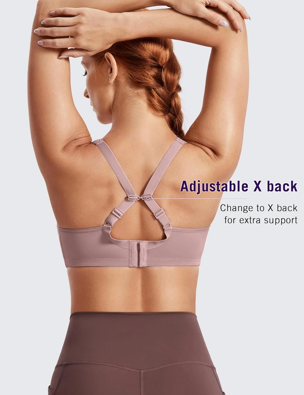 SYROKAN High Impact Sports Bras for Women Support Underwire Cross Back Large Bust Cool Comfort Molded Cup