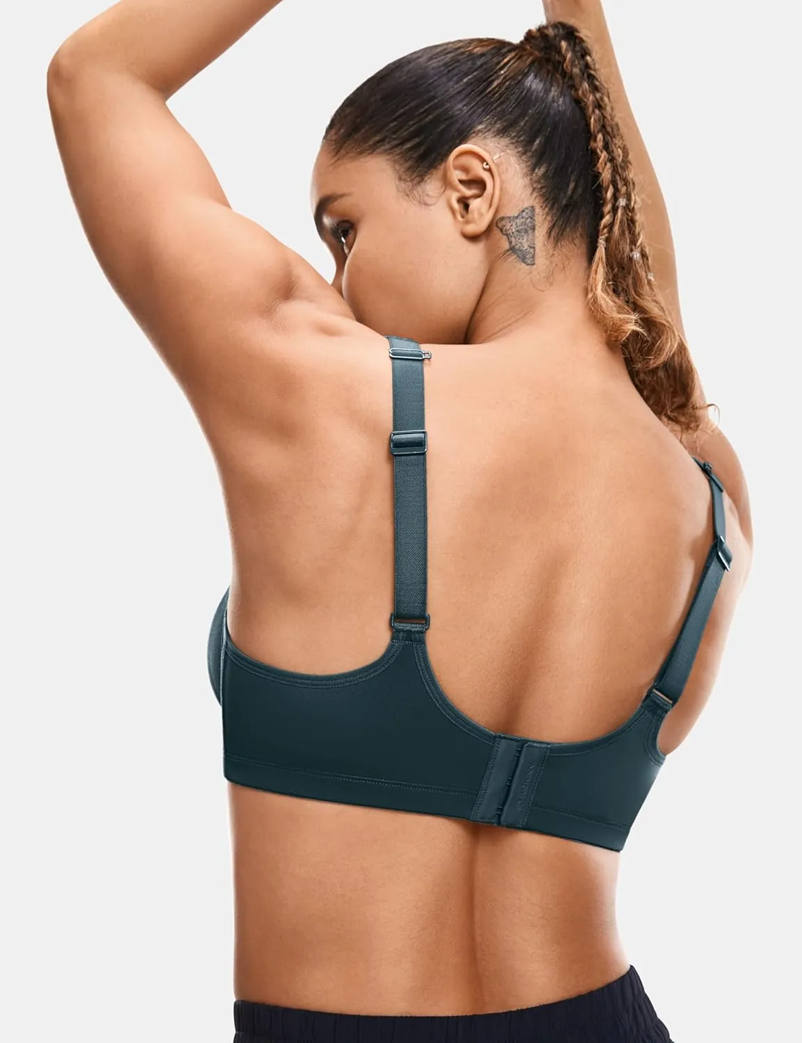 SYROKAN High Impact Sports Bras for Women Support Underwire Cross Back Large Bust Cool Comfort Molded Cup