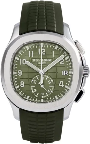 TACTO Specht&Sohne Men's Quartz Watches for Men Chronograph Display Waterproof 42mm Steel Sports Watches Luminous Rubber Strap Waterproof Analogue Wrist Watch