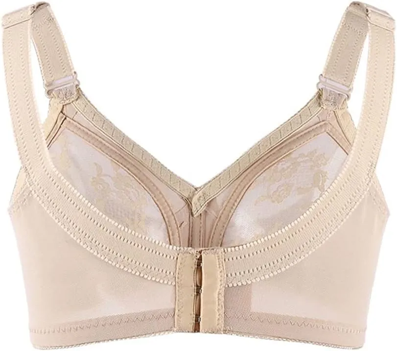 TELIMUSSTO Women's Floral Lace Bra Plus Size Firm Hold Non Wired Non Padded Full Coverage Minimizer