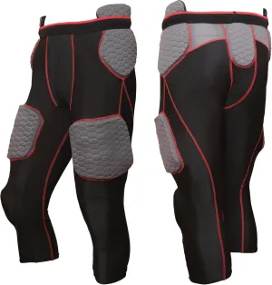 TIG7A Adult 7-Piece Integrated Girdle - Extended Length Football Girdle for Knee Protection - Built-in Pads on Tailbone, Thighs, and HIPS - Lightweight, Moisture-Wicking Fabric
