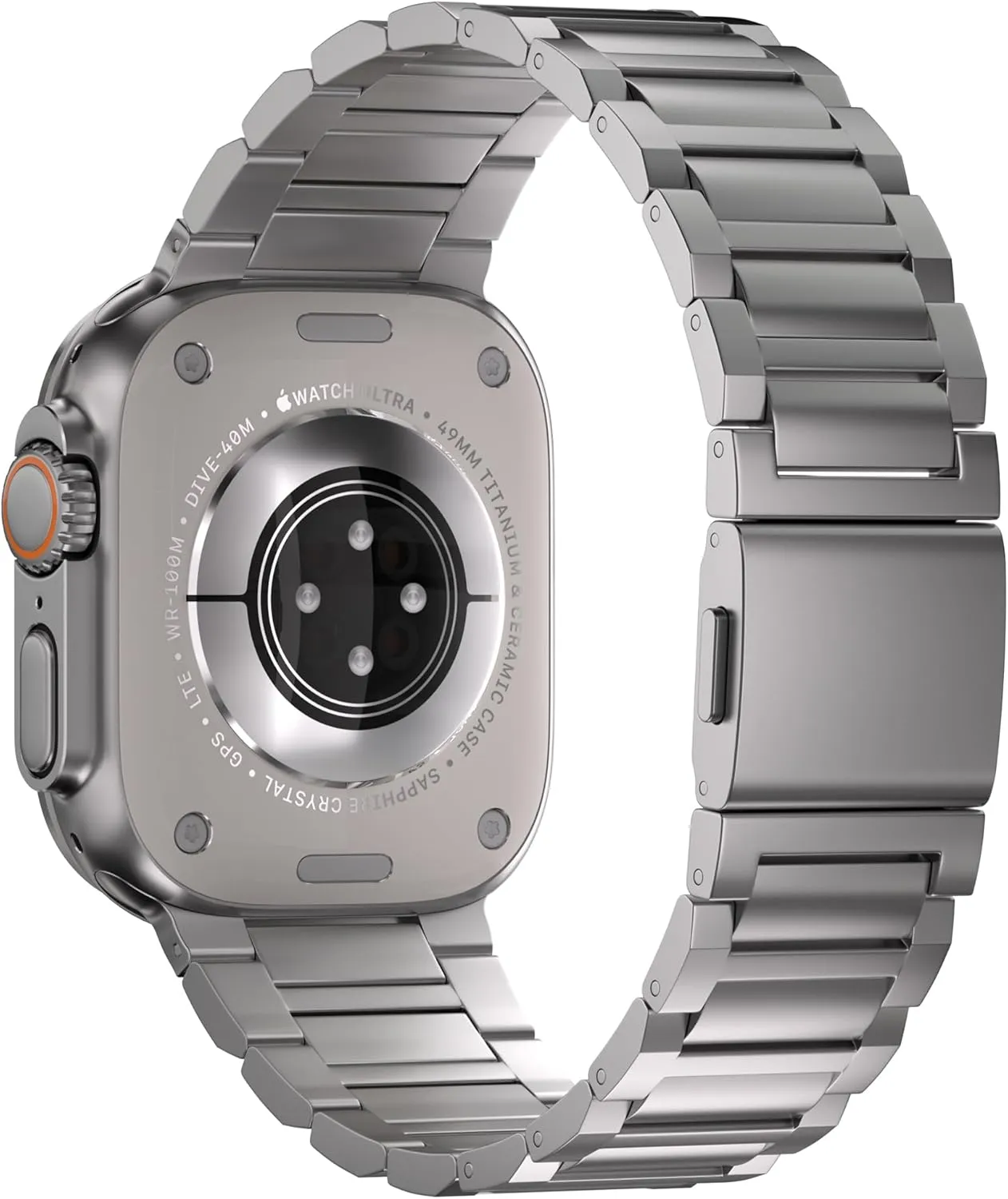 Titan G4 Titanium Band for Apple Watch Ultra 2/1 49mm in Natural & Black - Premium Bracelet With Magnet/Folding Buckle, Diamond Like Carbon Coating Scratch Proofing