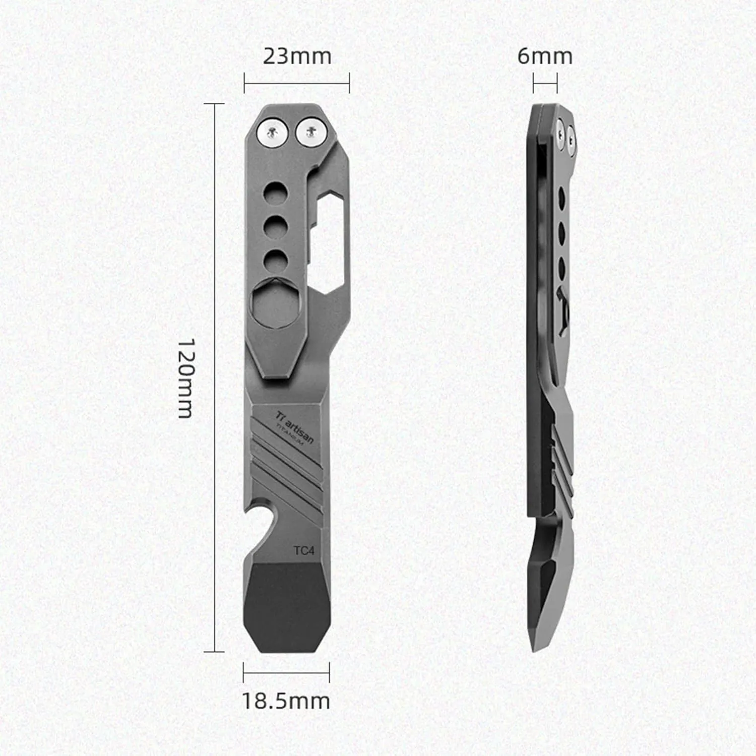 Titanium EDC Pry Bar Bottle Opener with Storage Bag Portable EDC Multi Tool (Black)