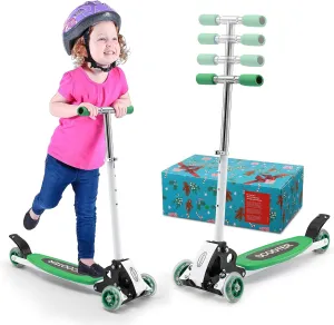 Toddler Scooter for Kids 3-5, 3 Wheel Scooters with 23"-28” Height Adjustable Handlebar, Wide Deck, Foldable Kick Scooter Birthday Gift Wrapping for Boy Girl Child Ages 2-7, Outdoor Toys