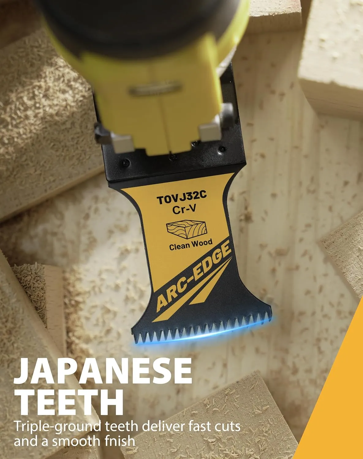 TOLESA Japanese Tooth Arc Edge Oscillating Saw Blades, 50PCS Oscillating Multitool Blades for Wood, Plastic Clean Cut