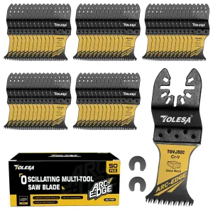 TOLESA Japanese Tooth Arc Edge Oscillating Saw Blades, 50PCS Oscillating Multitool Blades for Wood, Plastic Clean Cut