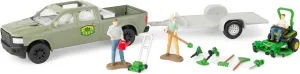 TOMY John Deere Lawn Care Toy Playset - 1:32 Scale - Garden Toys Includes Pick Up Truck Toy, 6 Gardening Tools, Lawn Mowers, and 3 Action Figures - John Deere Toys - 15 Piece - Ages 3 Years and Up