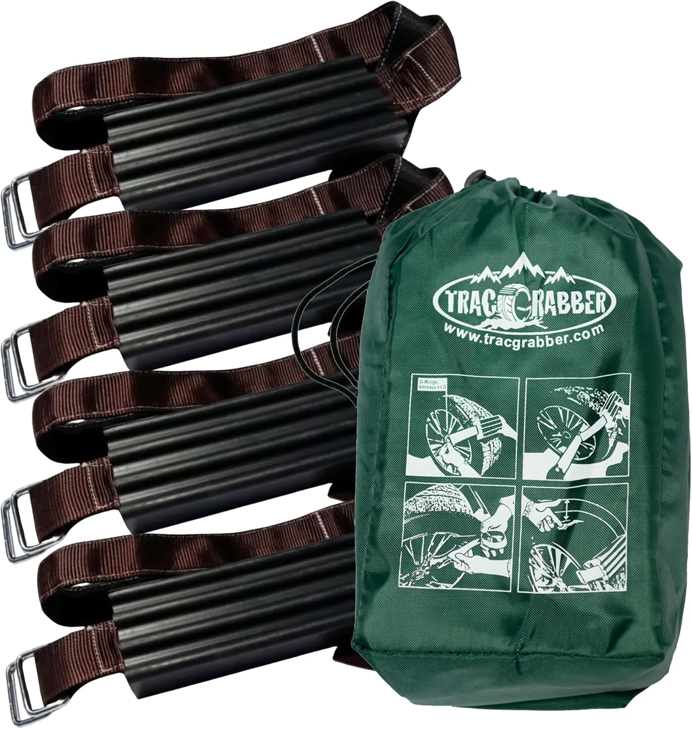 TRACGRABBER Tire Traction Device for Oversized Tires on Trucks/SUVs, Set of 4 - Made in the USA, Easy to Install, Get Unstuck Fast from Snow, Mud & Sand - A Snow Traction Mat or Snow Chain Alternative