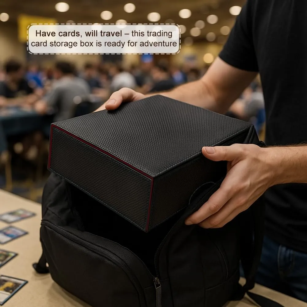 Trading Card Storage Box (3000  Cards Capacity) – Magnetic MTG Deck Box, Waterproof PU Leather, Thickened Material – Includes 24 Dividers, 4 Card Stands, 6 Cleaning Cloths – Card Box for TCG & YuGiOh