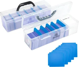 Trading Card Storage Box Compatible with 200  Toploaders 1000  Magic Commander, Yugioh, TCG Cards, Toploader Storage Box Includes 5 movable Dividers fit for MTG Card Storage (2 Pack)