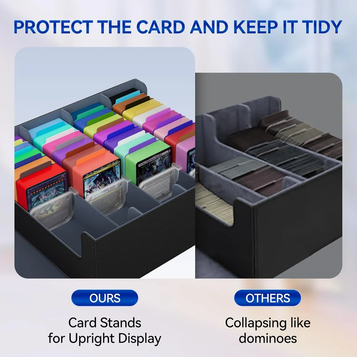 Trading Card Storage Box, Mtg Deck Box,Quadruple Card Storage Box Holds 3000  Cards,PU Leather Magnetic Closure Card Deck Box for Magic trading card box Commander Deck Box Mgt(Black and Grey)