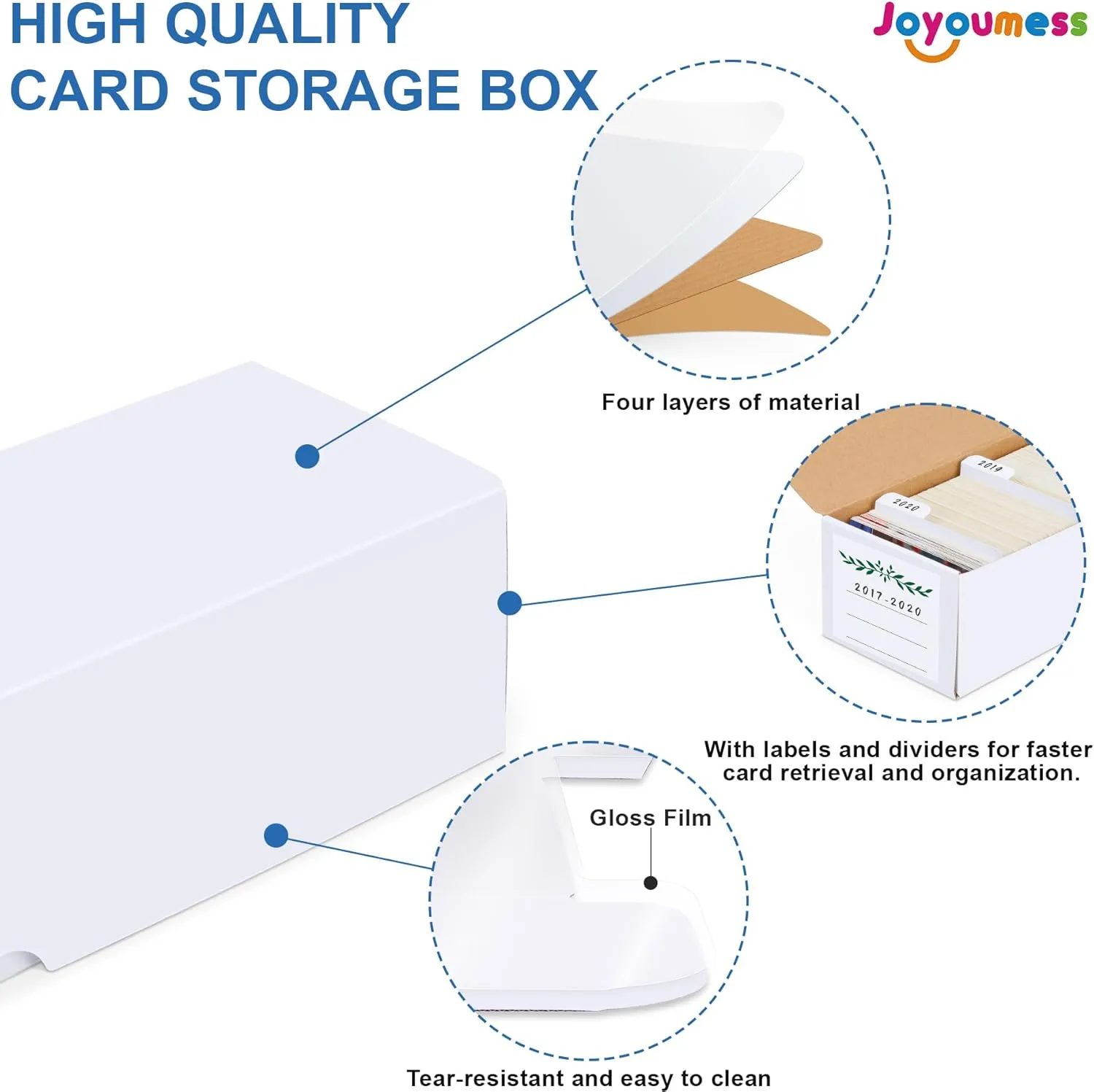 Trading Card Storage Box with Dividers, Cardboard Cards Organizer Box for Baseball, Sports, Game, Playing Card Collection, pack of 6, White&Brown