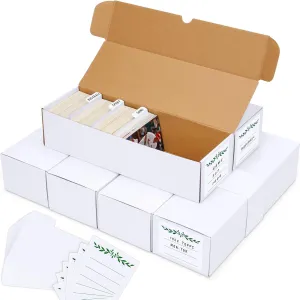 Trading Card Storage Box with Dividers, Cardboard Cards Organizer Box for Baseball, Sports, Game, Playing Card Collection, pack of 6, White&Brown