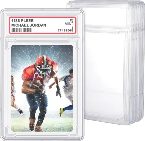Trading Cards Protector Case Acrylic Clear Baseball Card Holders with Label Position Hard Card Sleeves Small Sturdy Storage Box for Card Standard Collector Sport Game Grade Card Case (6 Pieces)