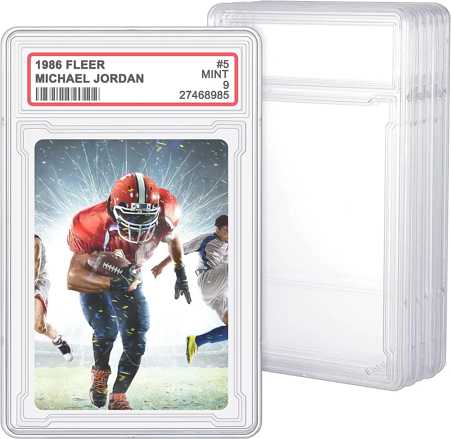 Trading Cards Protector Case Acrylic Clear Baseball Card Holders with Label Position Hard Card Sleeves Small Sturdy Storage Box for Card Standard Collector Sport Game Grade Card Case (6 Pieces)