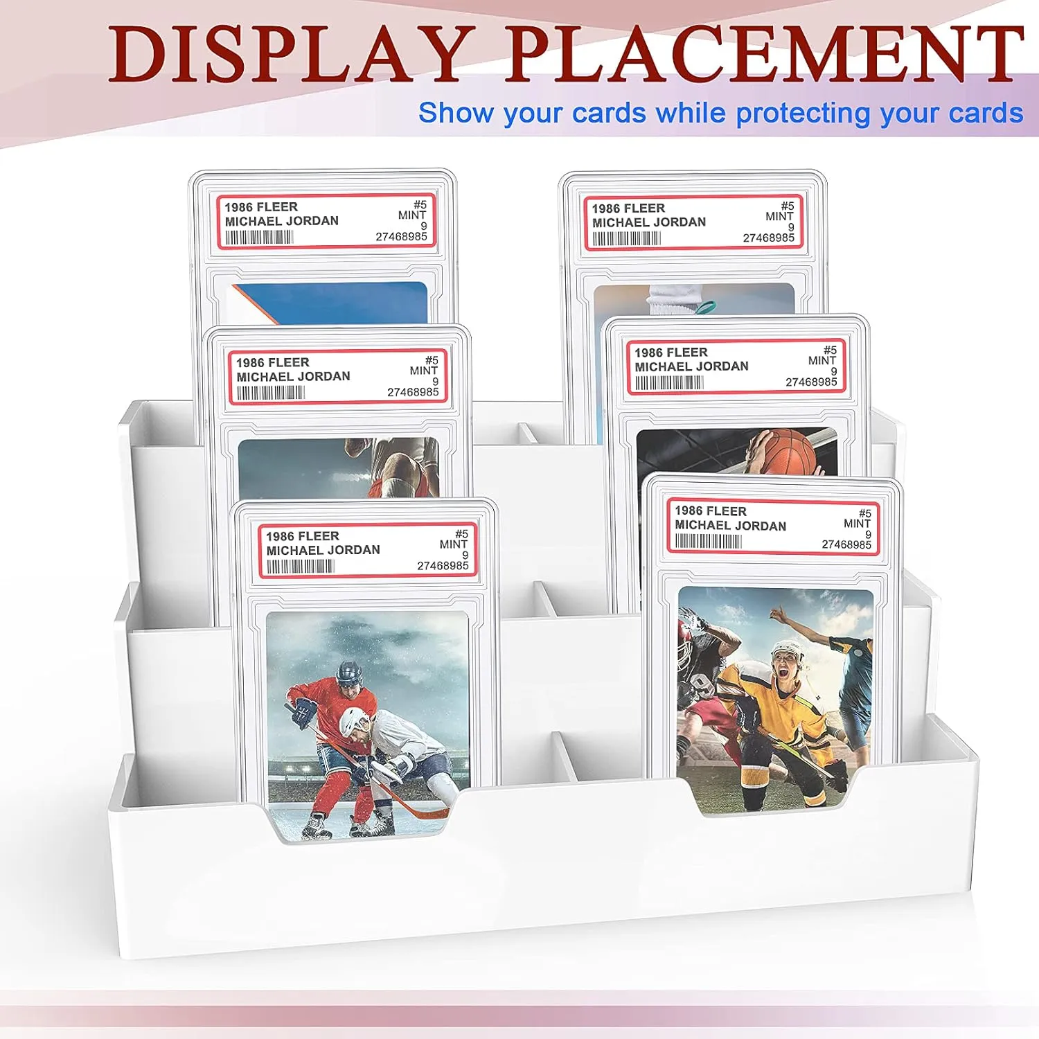 Trading Cards Protector Case Acrylic Clear Baseball Card Holders with Label Position Hard Sleeves Small Sturdy Storage Box for Standard Collector Sport Game Grade(24 Pieces)