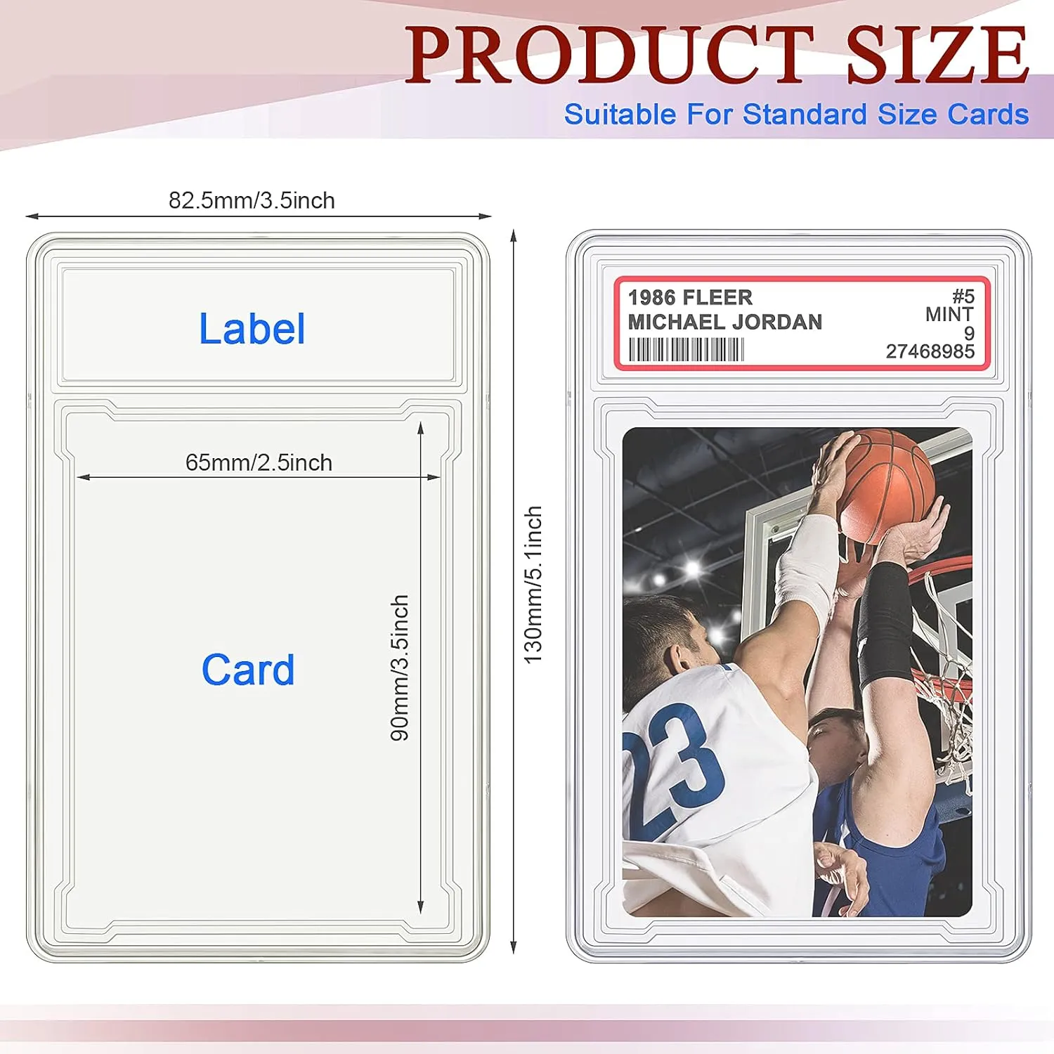 Trading Cards Protector Case Acrylic Clear Baseball Card Holders with Label Position Hard Sleeves Small Sturdy Storage Box for Standard Collector Sport Game Grade(24 Pieces)