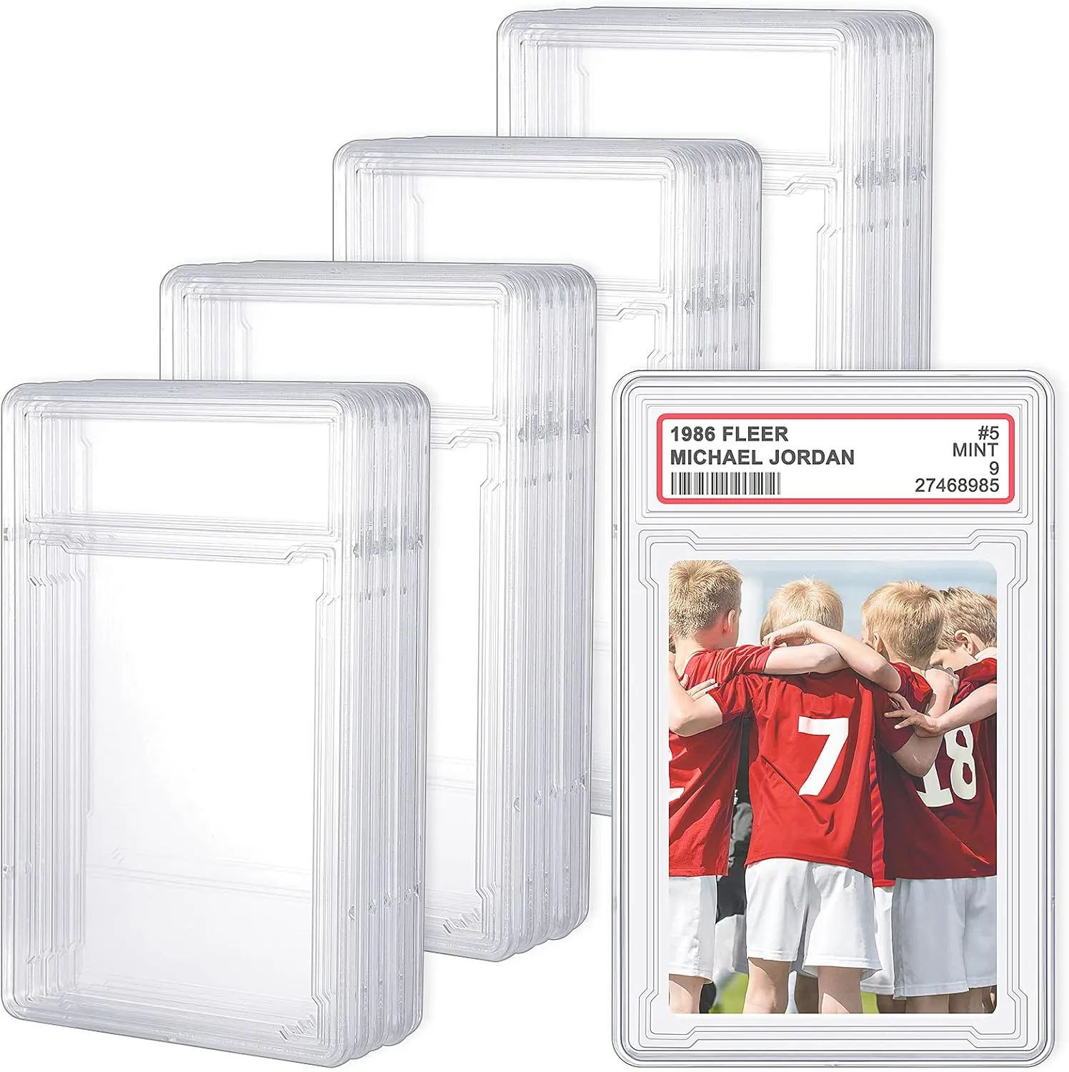 Trading Cards Protector Case Acrylic Clear Baseball Card Holders with Label Position Hard Sleeves Small Sturdy Storage Box for Standard Collector Sport Game Grade(24 Pieces)