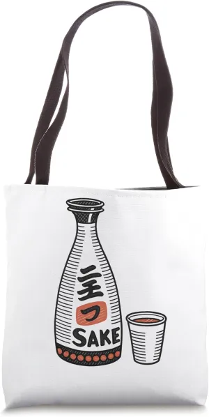 Traditional Japanese Sake Bottle and Cup Tote Bag