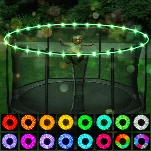 Trampoline LED Lights, 16 Color Change, Waterproof Battery Powered, Suitable for 12ft, 14ft, 15ft, 16ft Trampolines, Remote Control or Jump Control