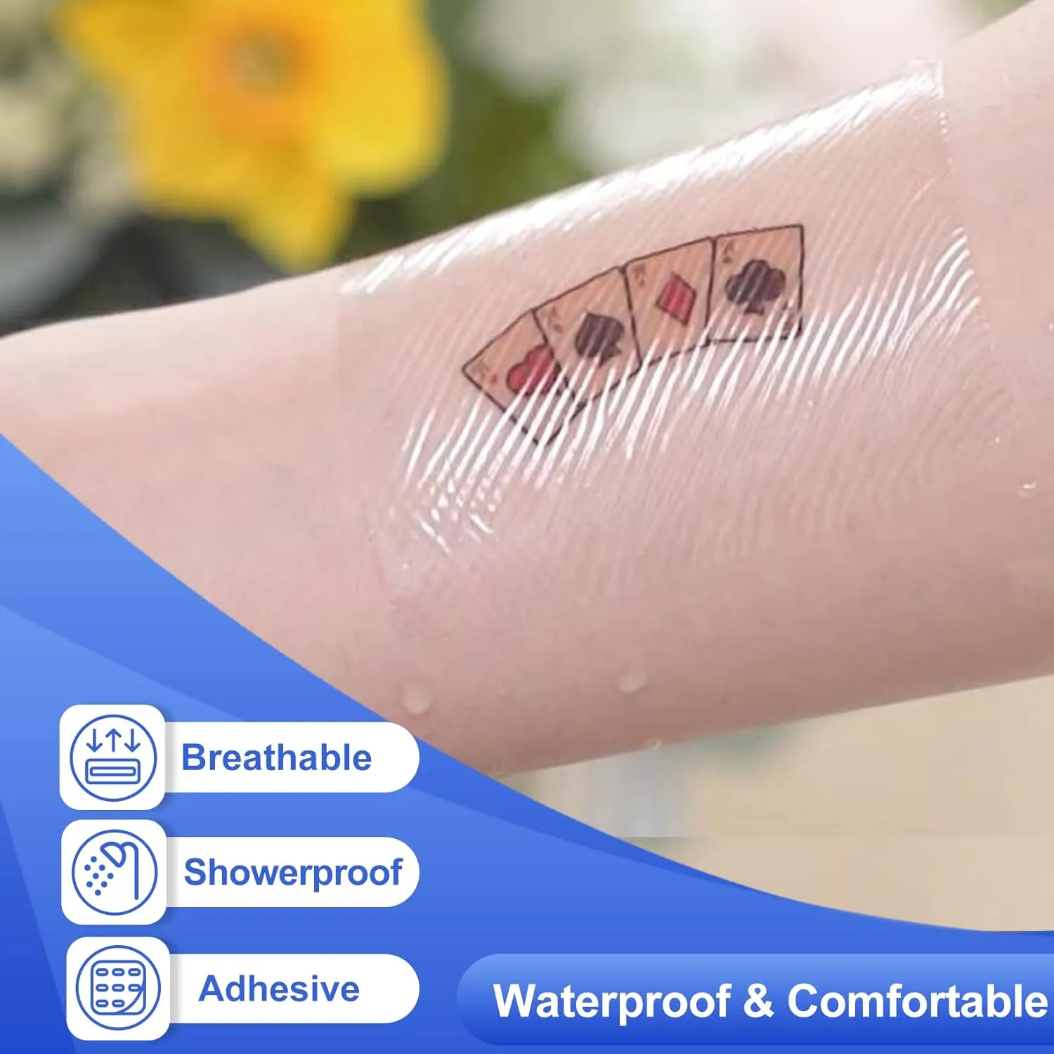 Transparent Film Dressing 50 Packs-Clear Bandages for Wounds 4" x 4.7", Waterproof Adhesive Wound Cover Bandages for Post Surgical Shower or IV Shield, Scar Therapy, Tattoo Dressings