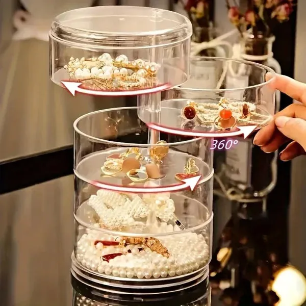 Transparent Storage Box - Dust Proof & Waterproof Rotatable Organizer for Jewelry & Cosmetics