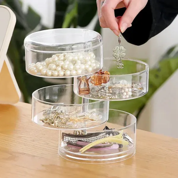 Transparent Storage Box - Dust Proof & Waterproof Rotatable Organizer for Jewelry & Cosmetics