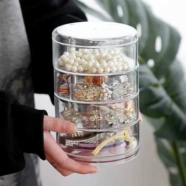 Transparent Storage Box - Dust Proof & Waterproof Rotatable Organizer for Jewelry & Cosmetics