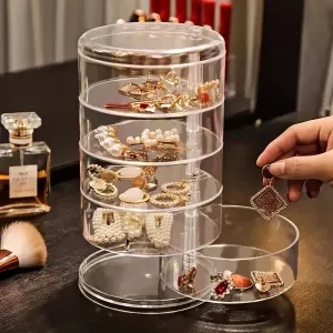 Transparent Storage Box - Dust Proof & Waterproof Rotatable Organizer for Jewelry & Cosmetics
