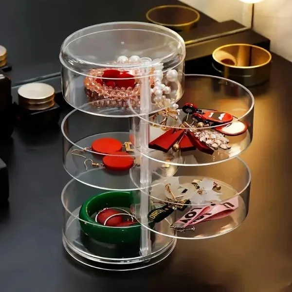 Transparent Storage Box - Dust Proof & Waterproof Rotatable Organizer for Jewelry & Cosmetics