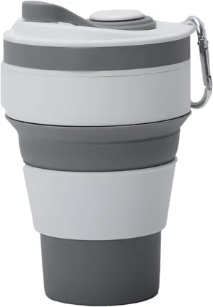 Travel Coffee Mug Coffee Cups with Straw Travel Collapsible Silicone Portable Water Cups Outdoors Camping Hiking Picnic (2) (2)