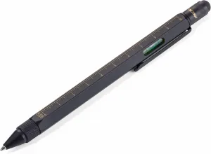 Troika CONSTRUCTION Multitasking Ballpoint Pen - PIP20/BG - Black/Gold - Centimetre and Inch Ruler - 1:20 m and 1:50 m Scale - Spirit Level - Slotted and Phillips Screwdriver - Stylus