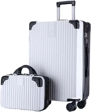 Trolley Case With Universal Wheels And Bag, Multi-functional Carrying Case, Hard Shell Suitcase With Impact Resistant Corners (Color : 22 Bag, Size : Black White)