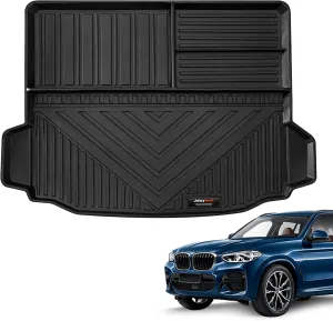 Trunk Mats Compatible for BMW X3 G01 2018 2019 2020 2021 2022 2023 2024 Rear Cargo Liner All Weather TPE Upgrade Material Accessories (Cargo Mat with Storage Box Design) (BMW X3 Cargo Liner)