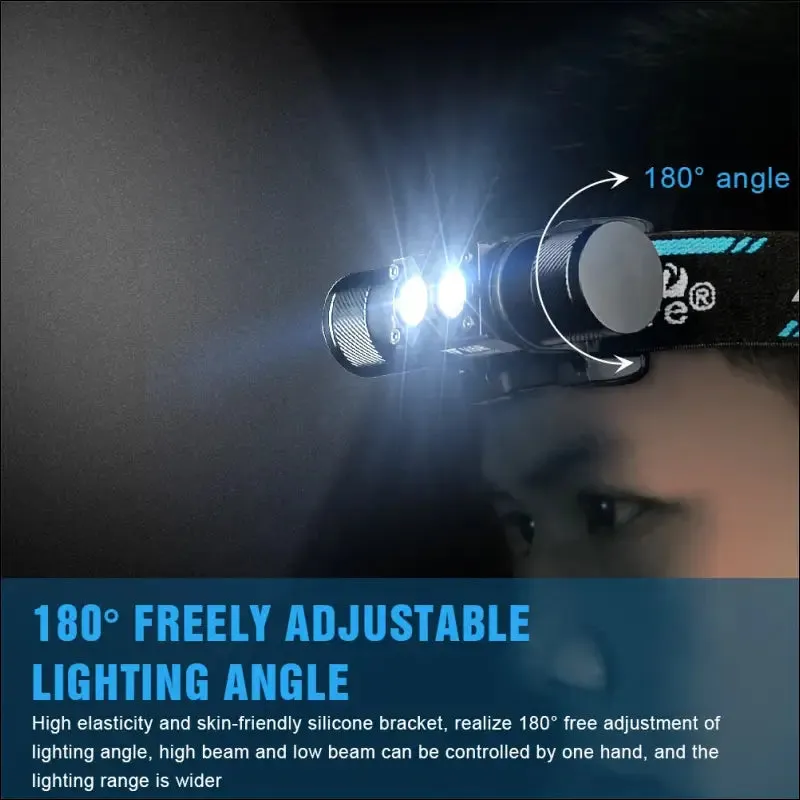 Trustfire h5r led headlamp 18650 battery usb rechargeable headlight 600lm dual head flashlights